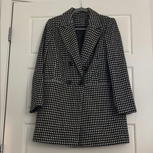 Primark Black and White Pea Coat with Houndstooth Pattern